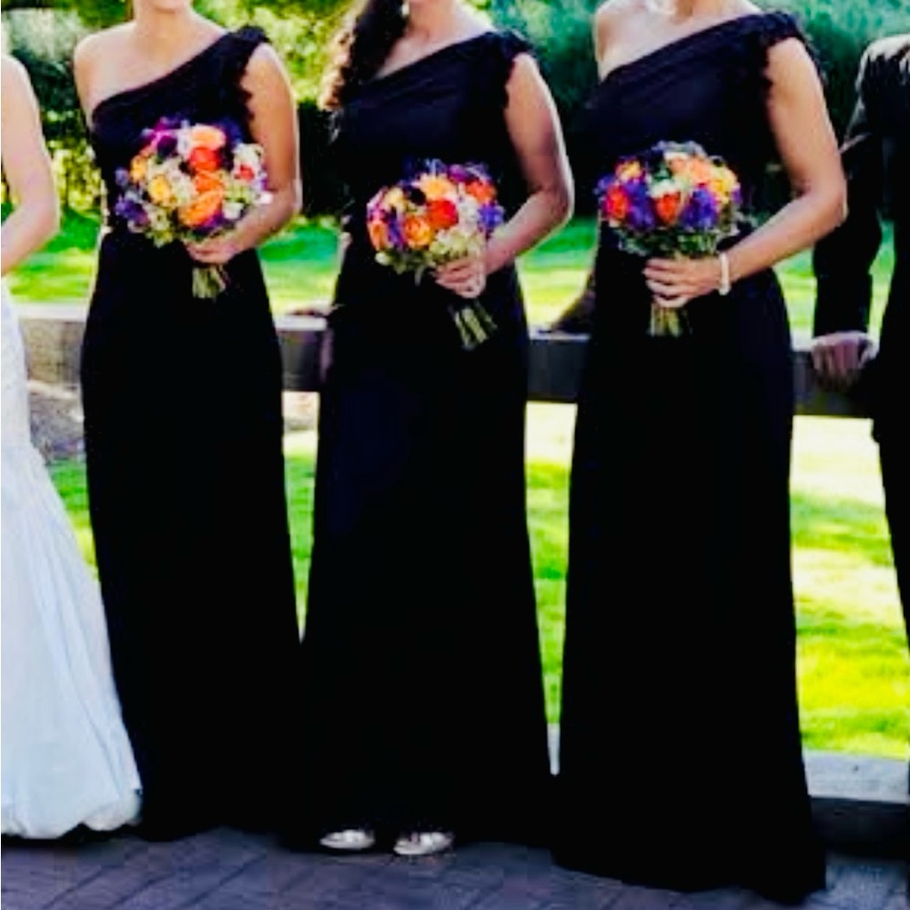 Jim Hjelm Elegant Plum One Shoulder Evening Gown